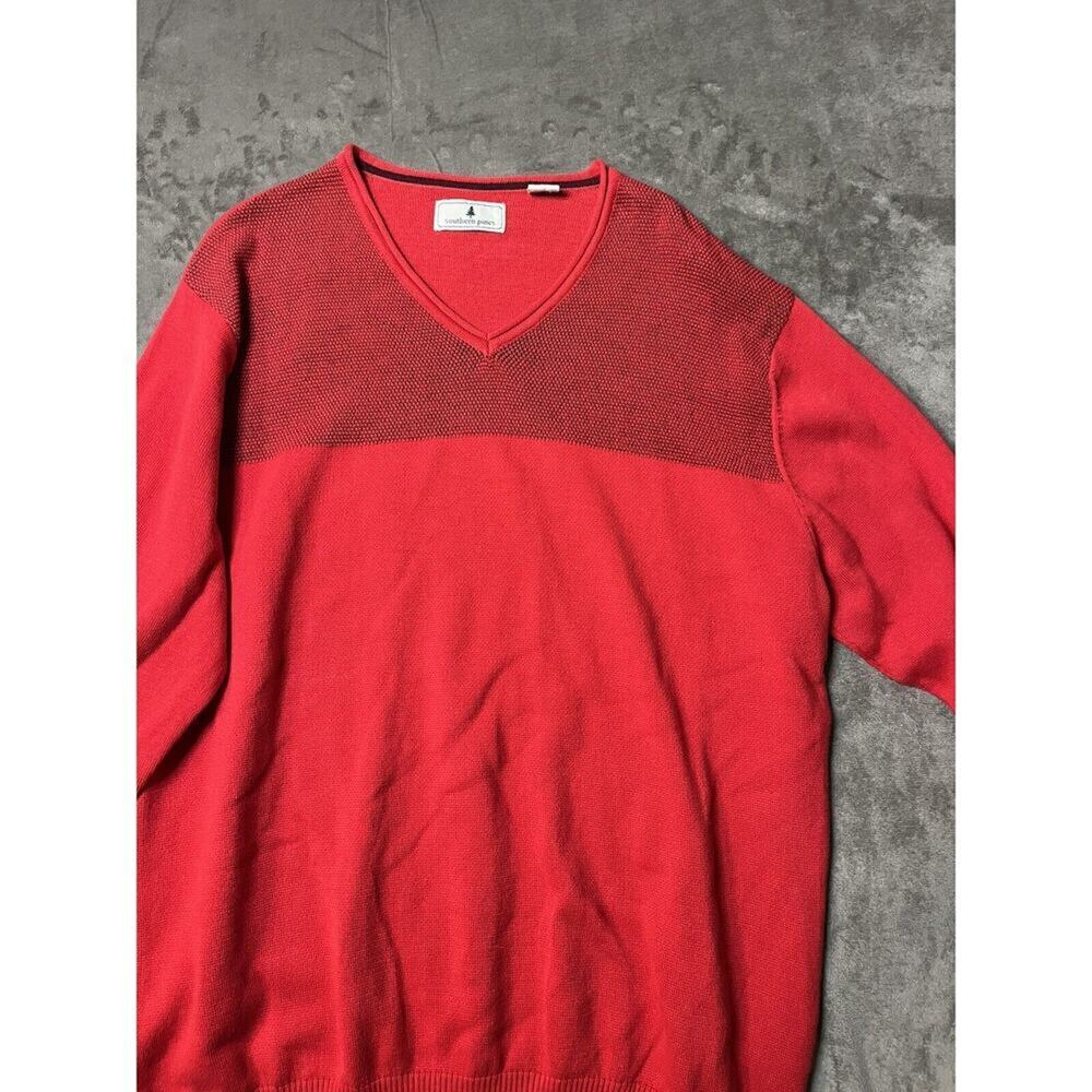 Southern Pines Sweater Mens Large Red Crew Neck Pullover Knit Casual Outdoor View 4